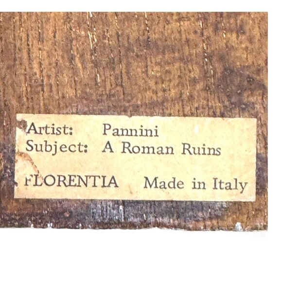 Vintage Florentia Italian Framed Picture Plaque "A Roman Ruins" By Pannini READ - Picture 4 of 8